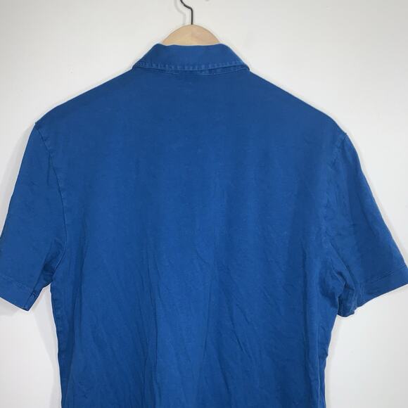 Patagonia Trout Logo Fitz Roy Polo Shirt Men's Small Blue Short Sleeve Buttons - Picture 6 of 14